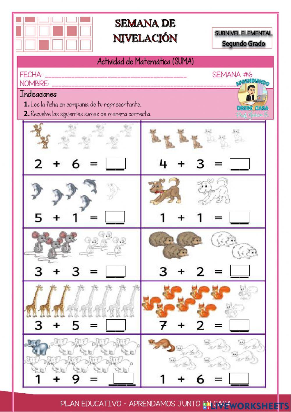 Sumas de una cifra para niños