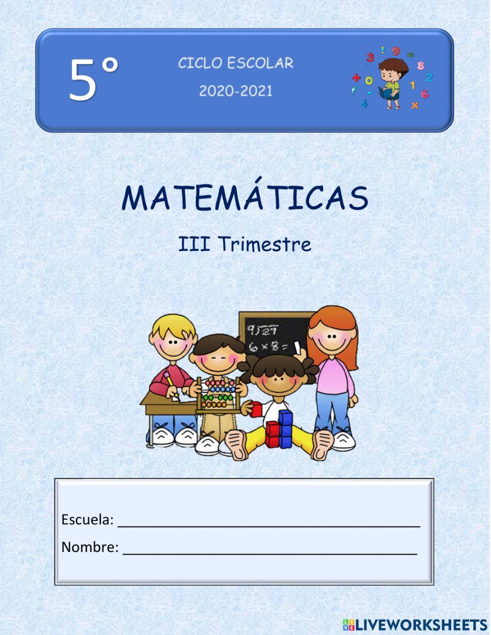 Evaluación tercer trimestre 5° matemáticas