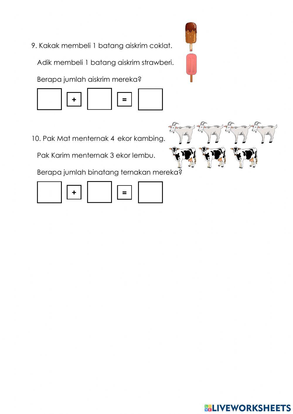 Menyelesaikan masalah operasi tambah lingkungan 1-10