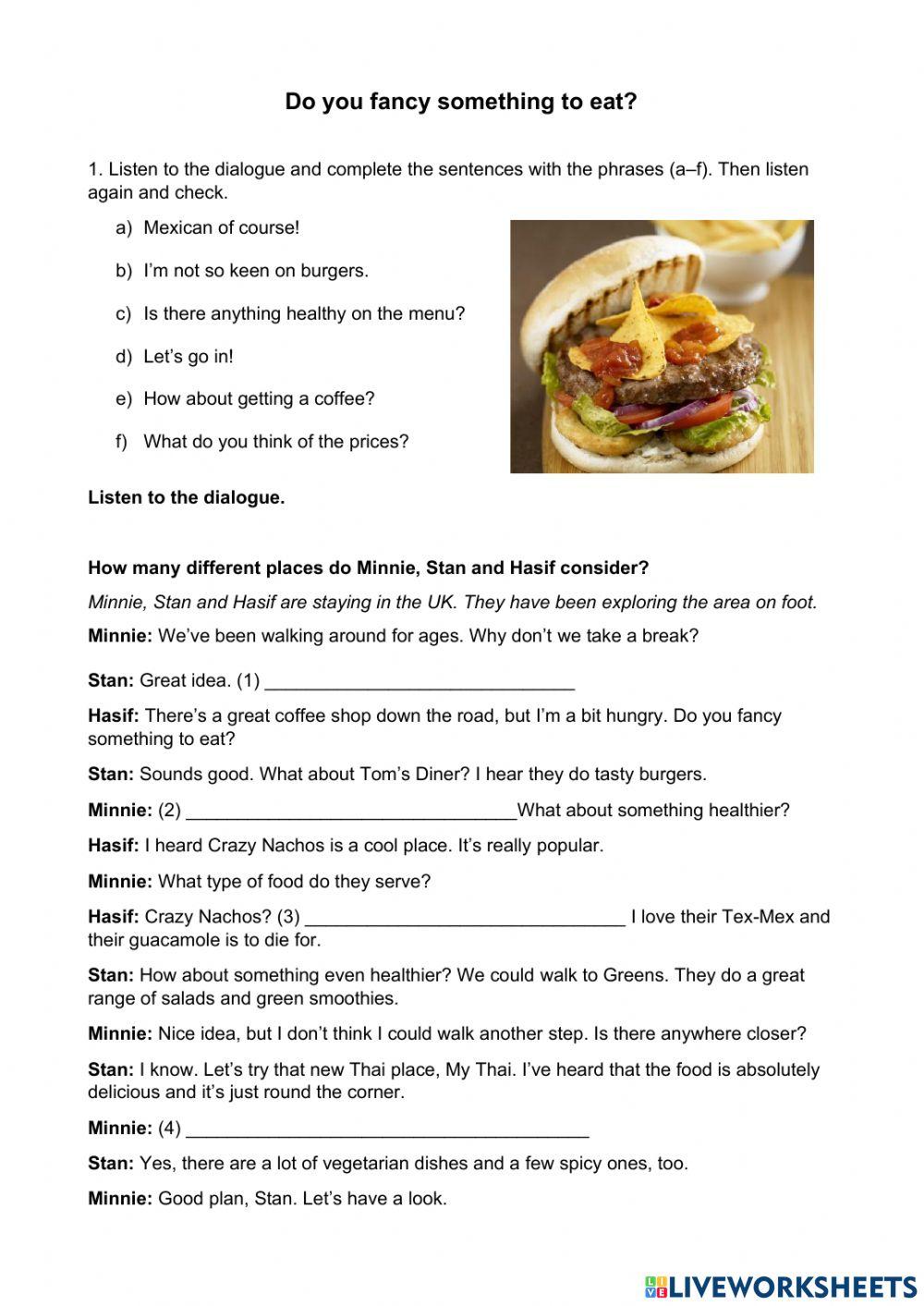 Do you fancy something to eat? worksheet | Live Worksheets