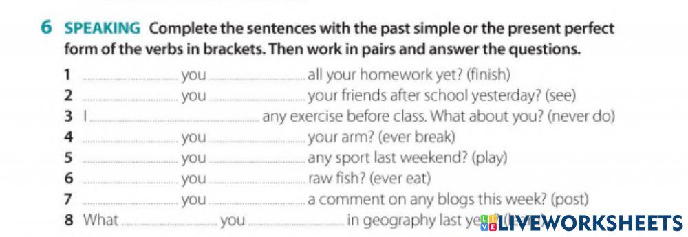 Simple past and present perfect