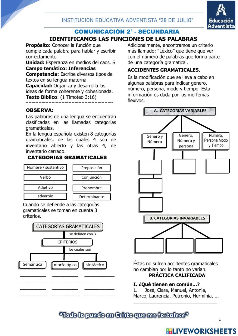 Las categorias gramaticales