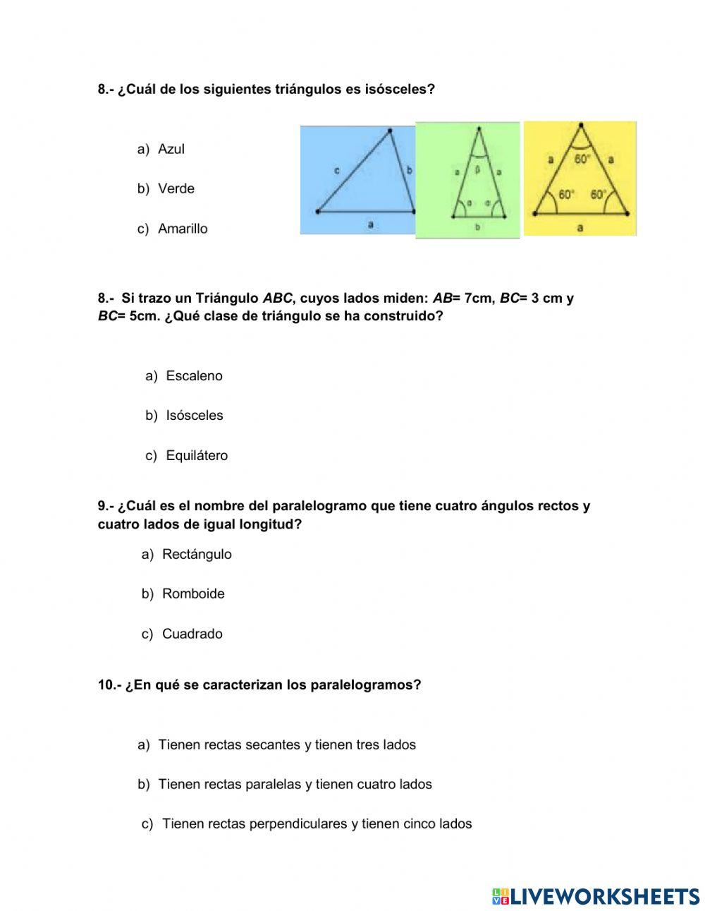 Evaluación 4to Matemática