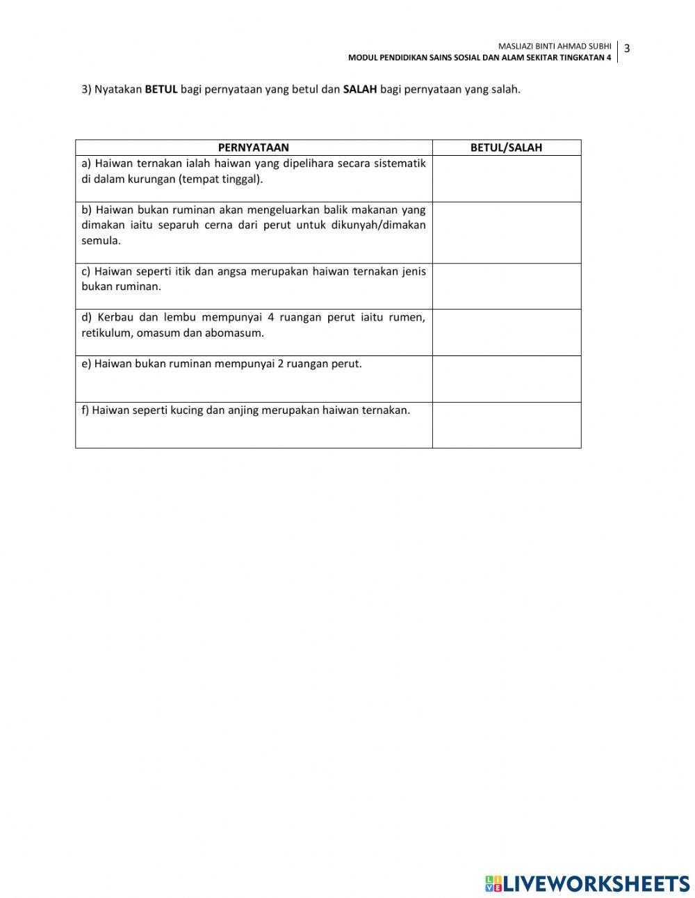 Unit 2: haiwan TINGKATAN 4