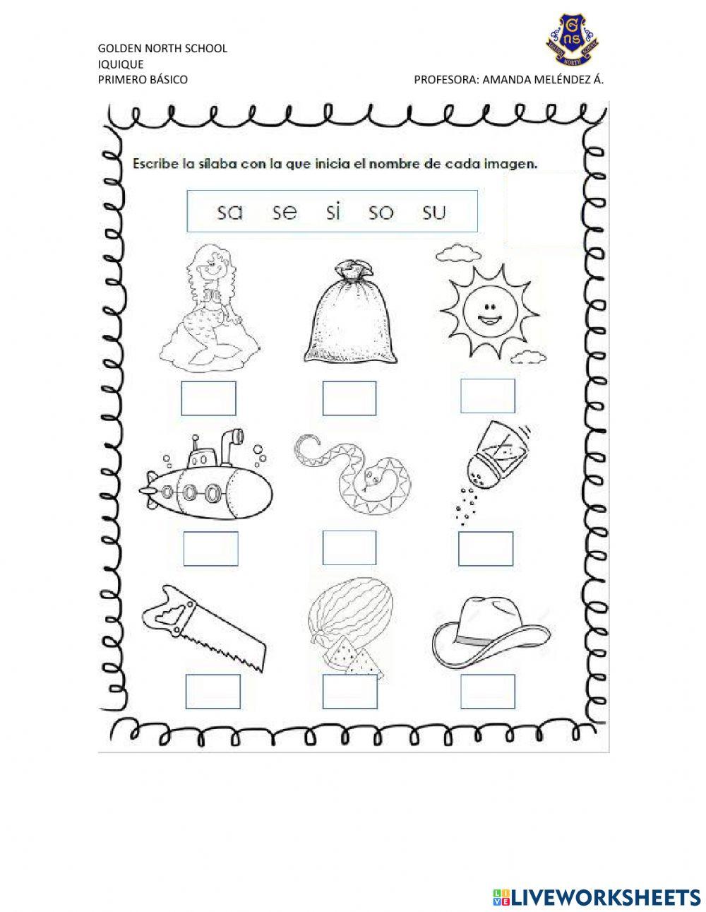 Identificación de sílabas y escritura de palabras.