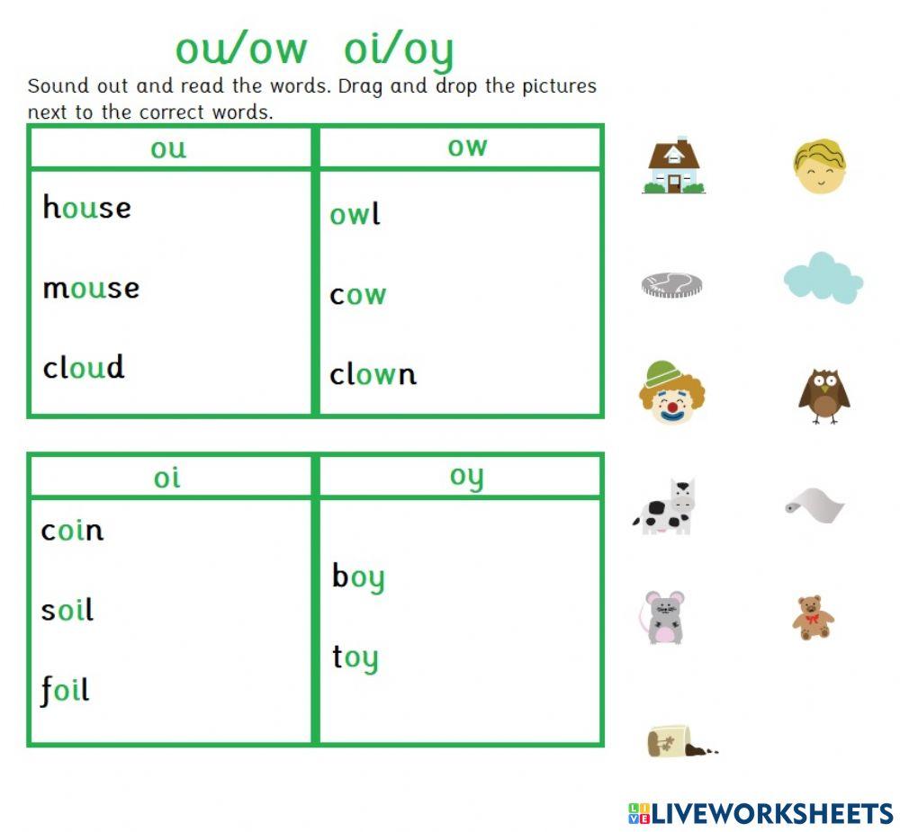 Diphthongs Oi Oy Ow And Ou Worksheet Live Worksheets 49% OFF