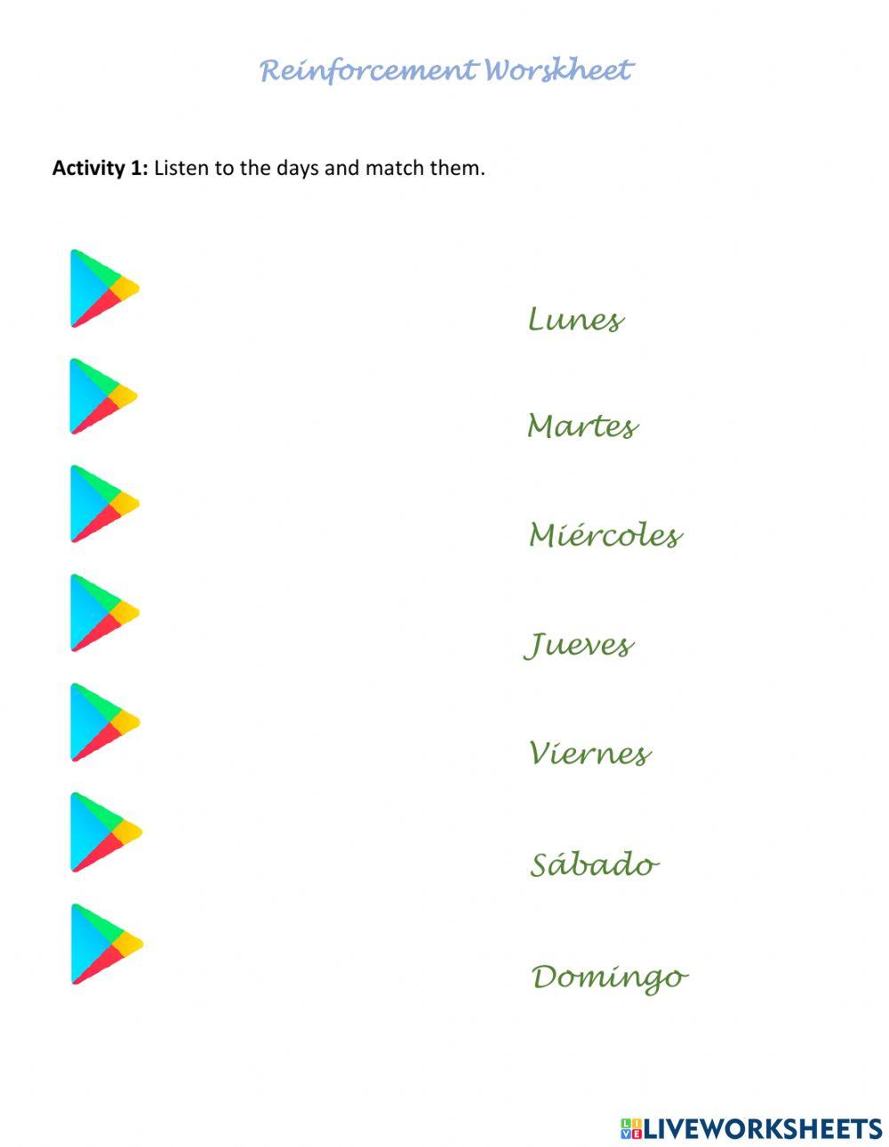 Reinforcement worsheet First Grade