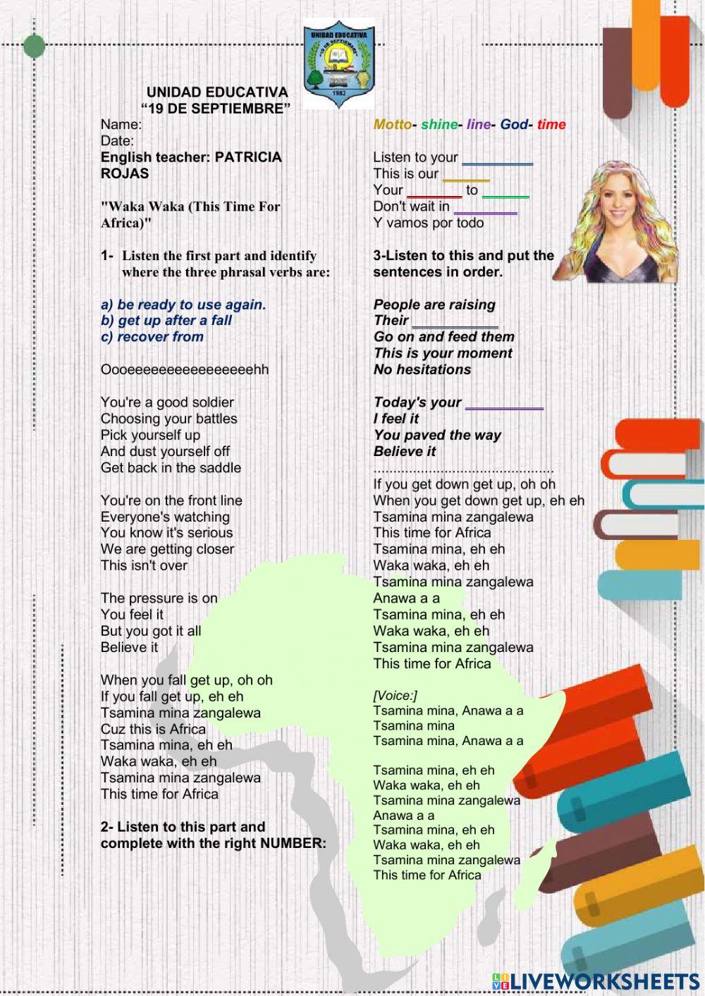 Waka waka lyric song