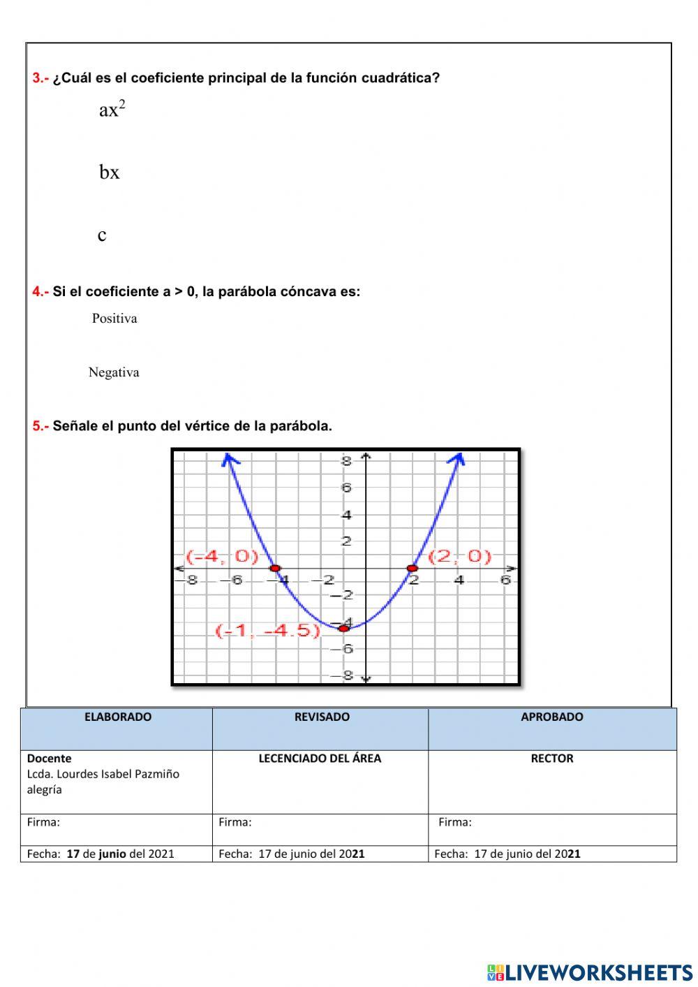 Evaluación matemática qsm7