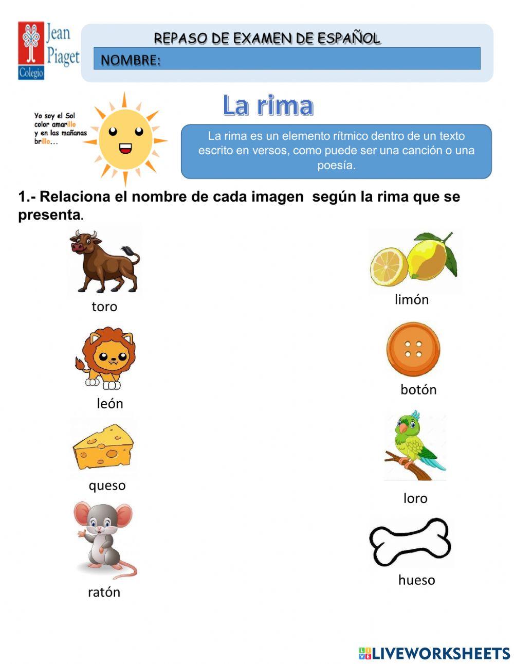La rima interactive activity for primaria | Live Worksheets
