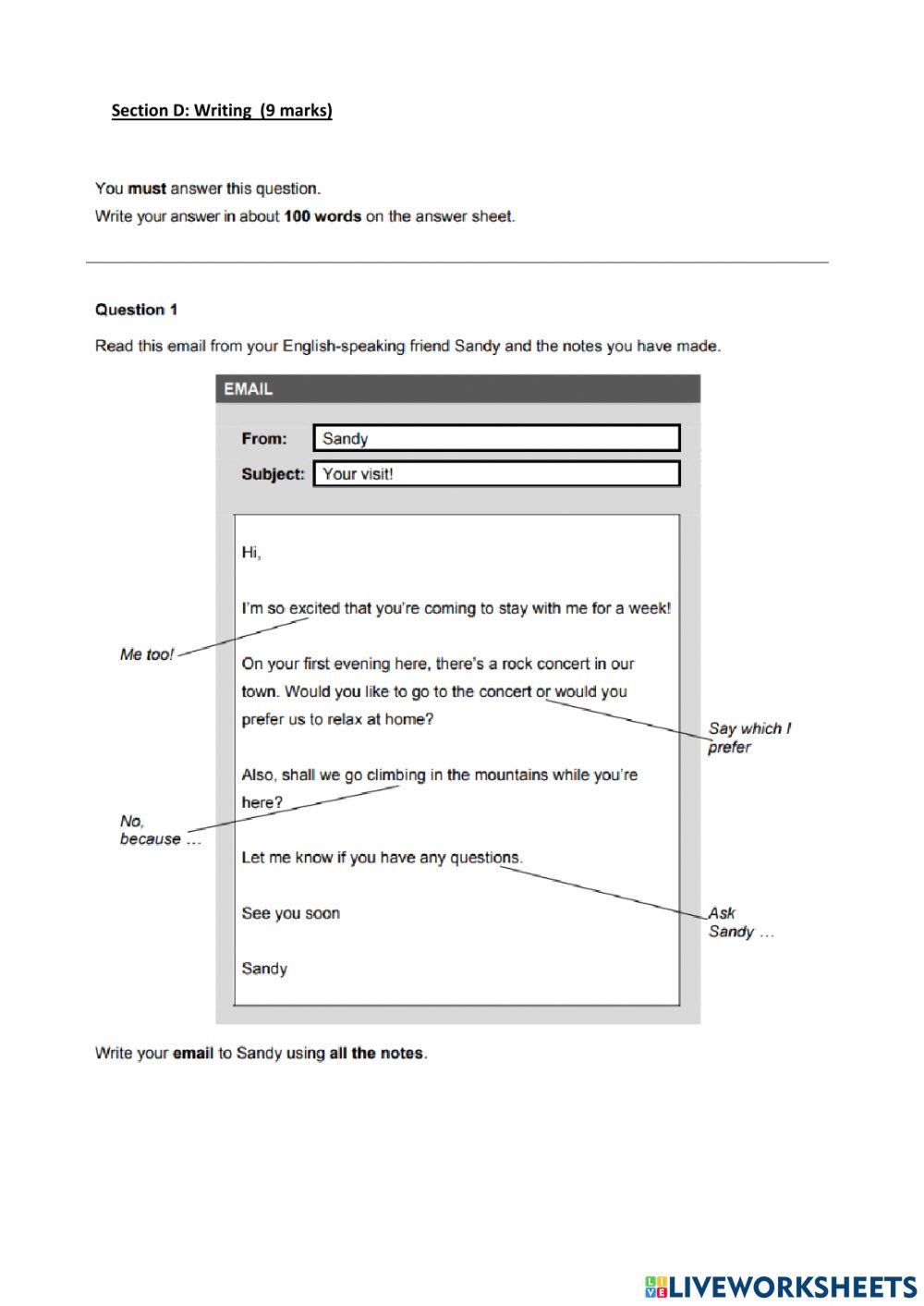 Year 6 English Placement Test
