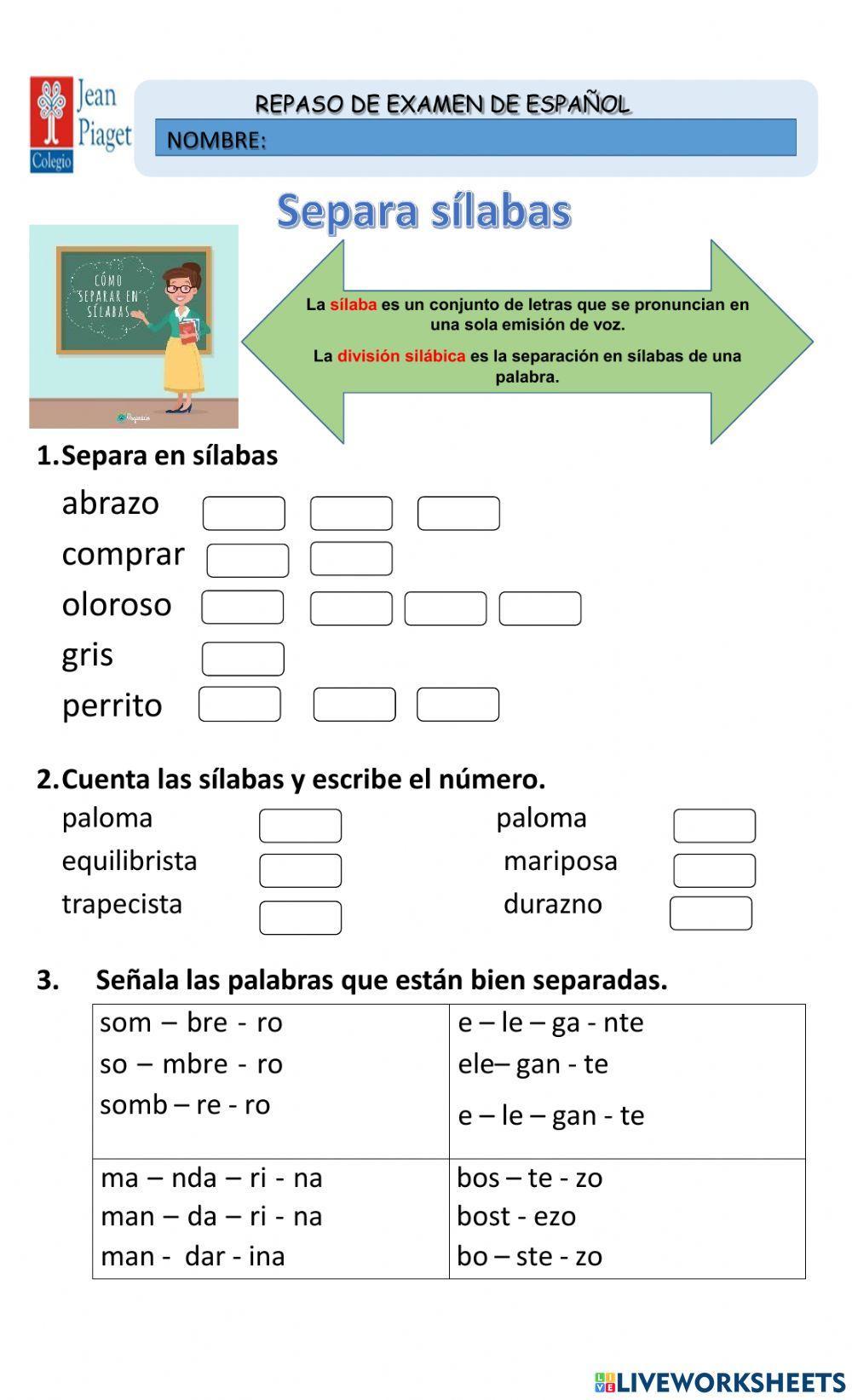 Separación de sílabas
