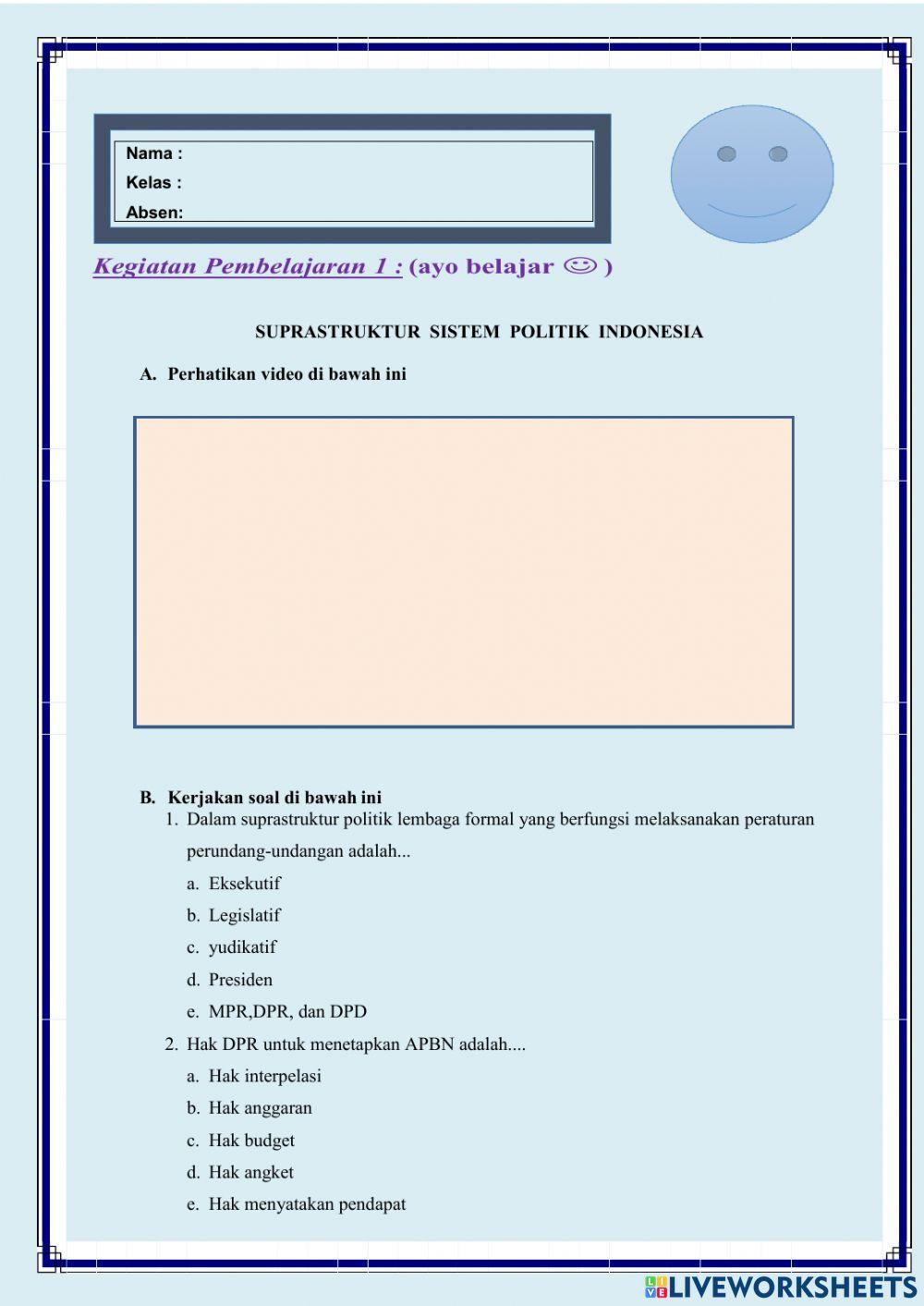Suprastruktur Sistem Politik Indonesia