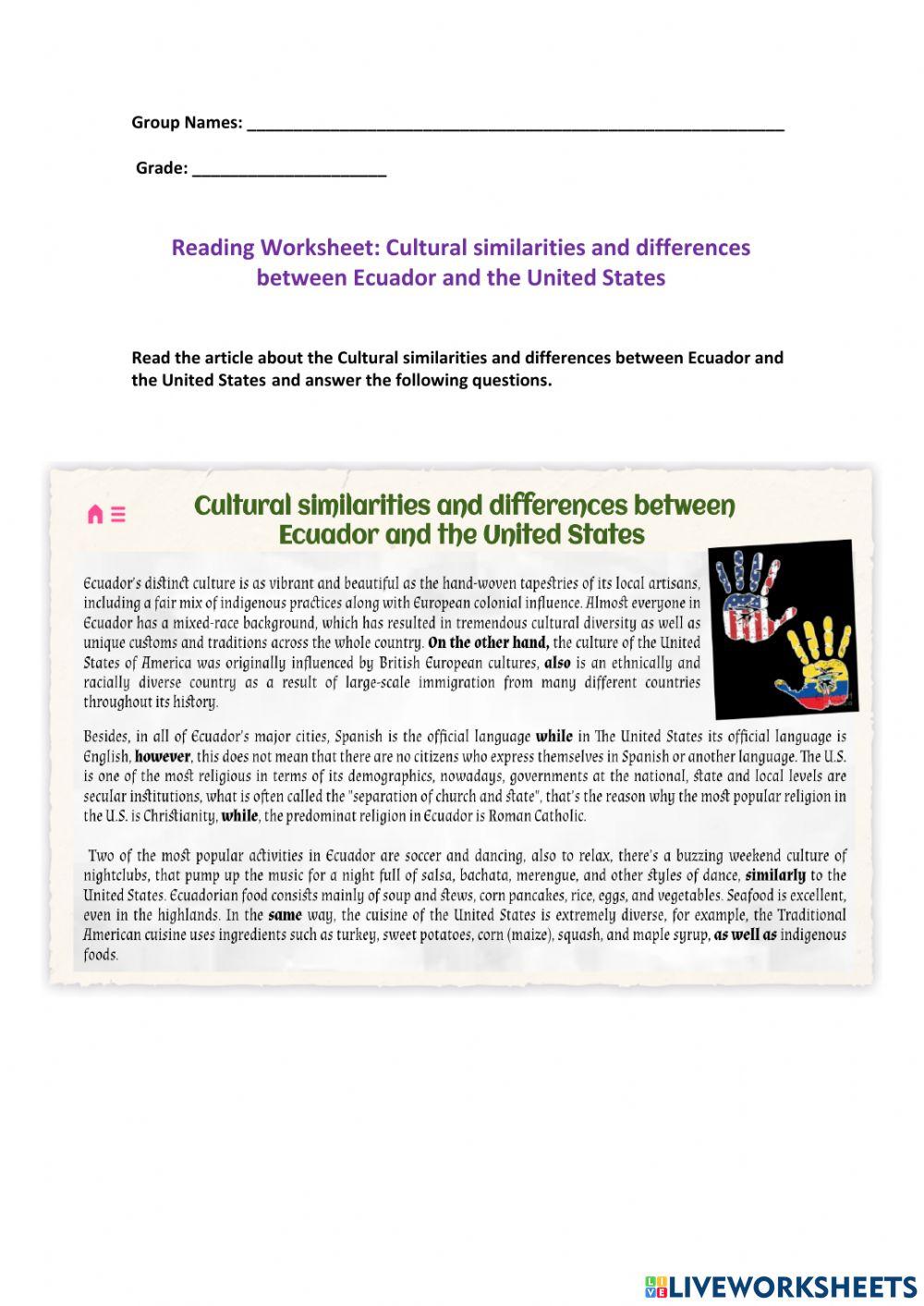 Cultural differences between Ecuador and the United States