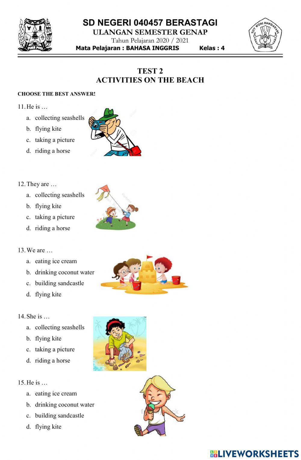 UH Genap Kelas 4 - ACTIVITIES ON THE BEACH