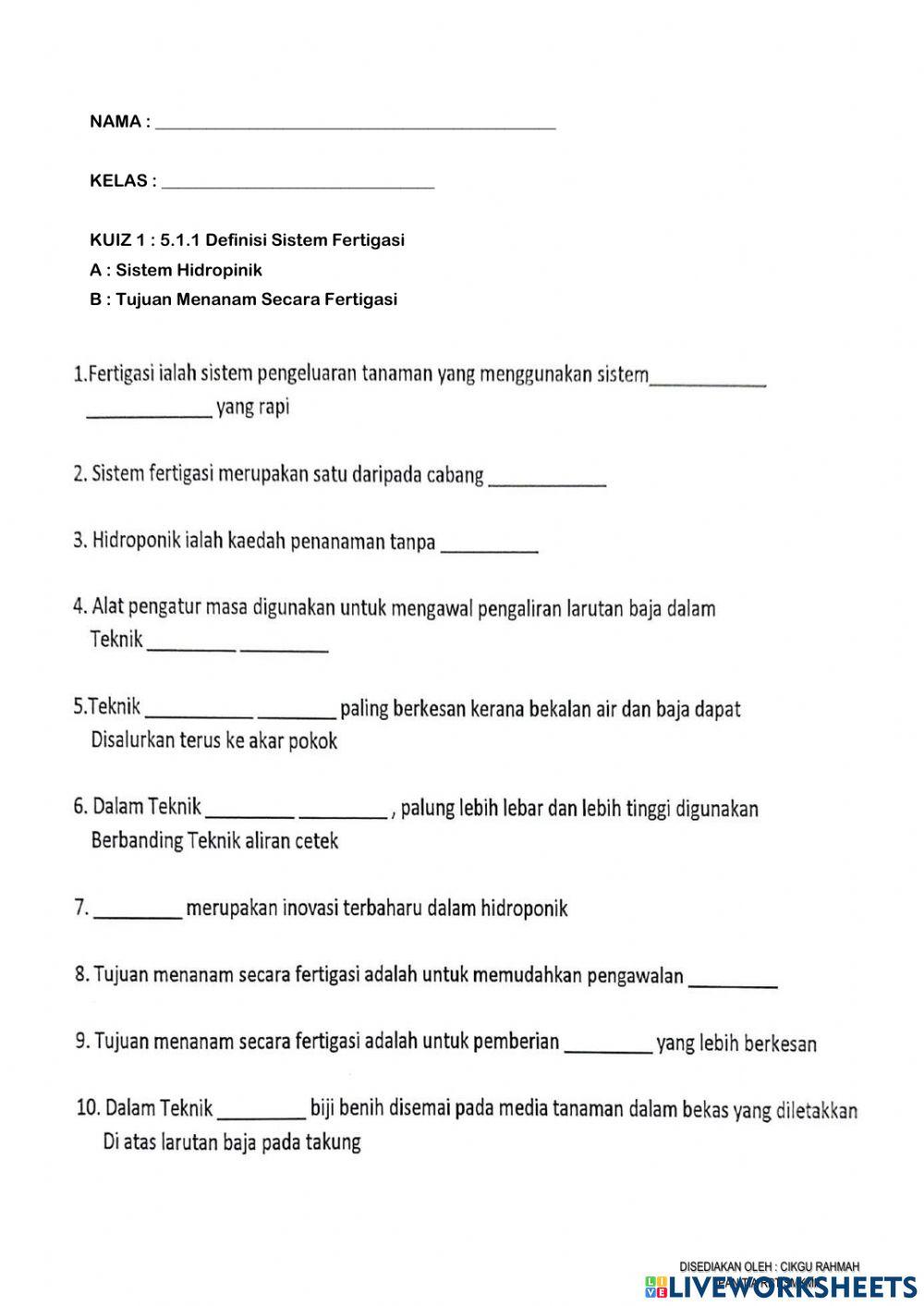 Sistem Fertigasi (Kuiz 1)