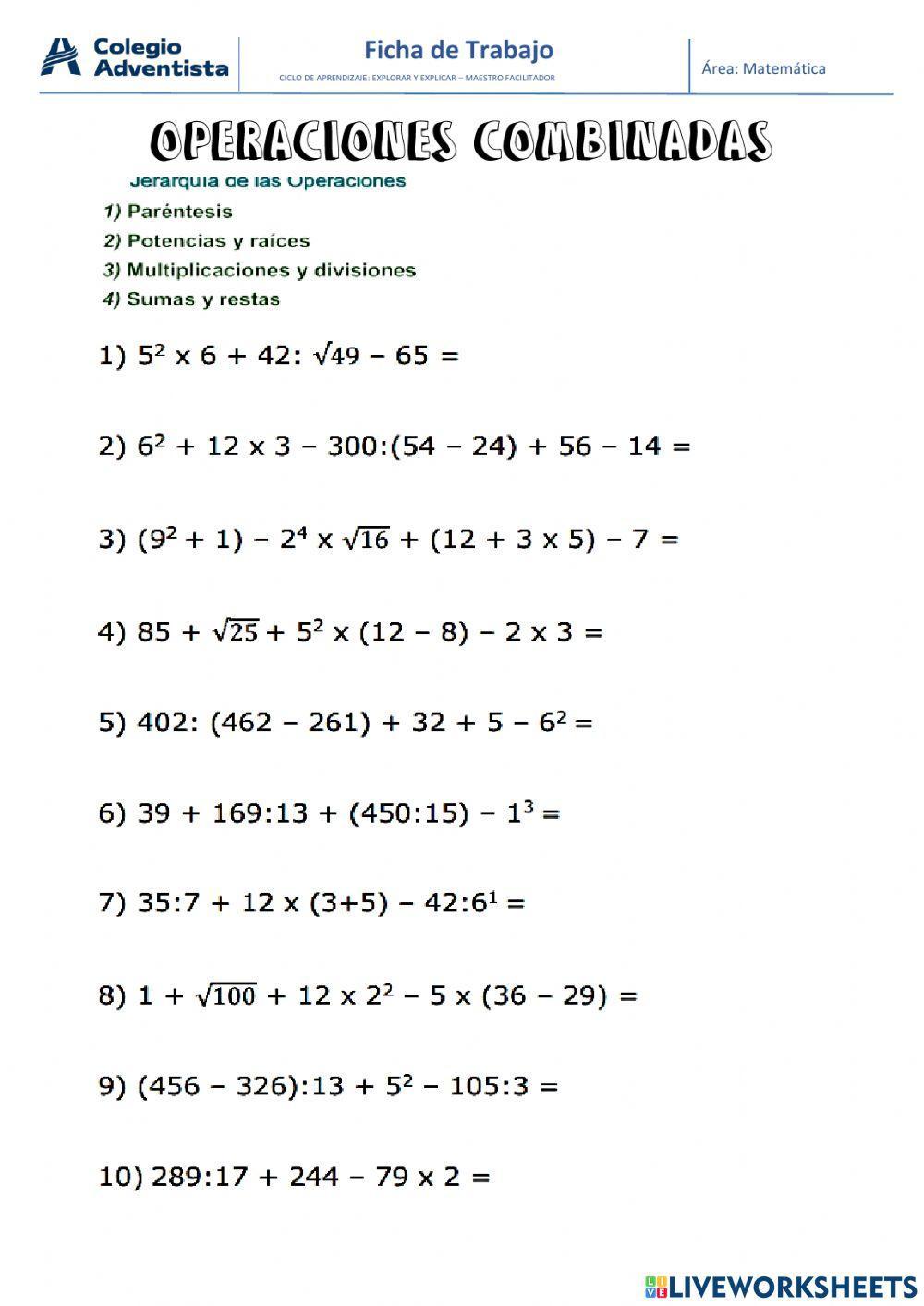 Operaciones combinadas