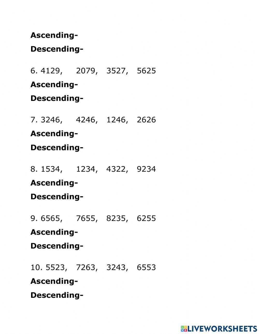 Ascending and Descending Order