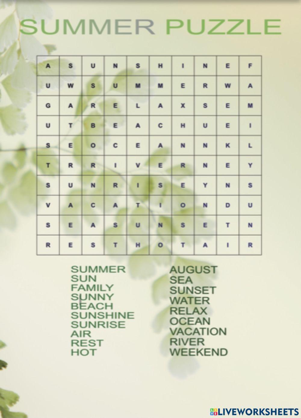 Summer Word Search 2
