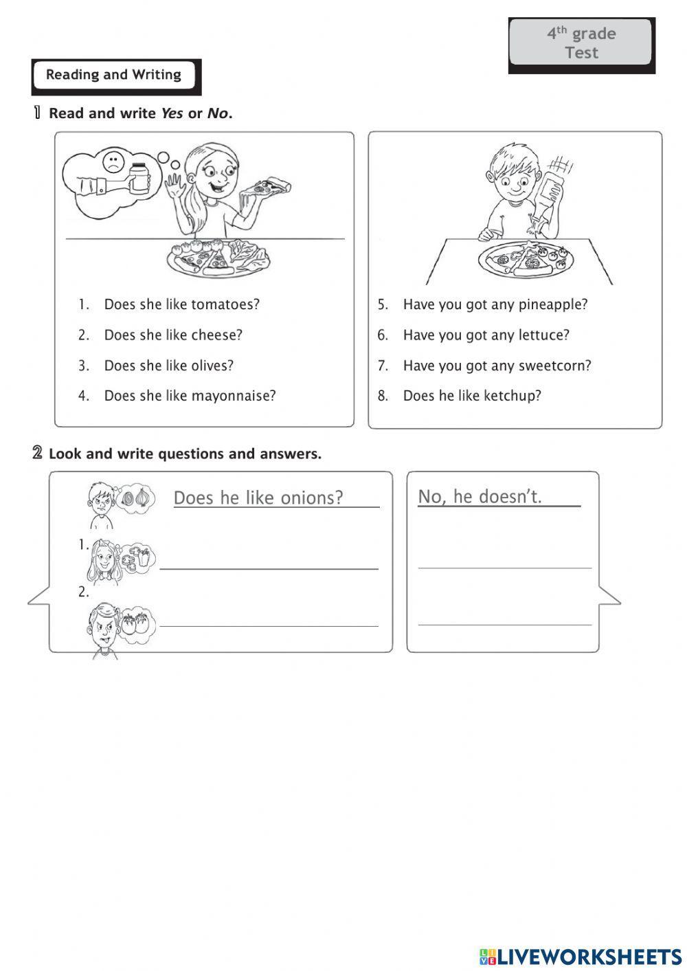 English Assessment 4th grade