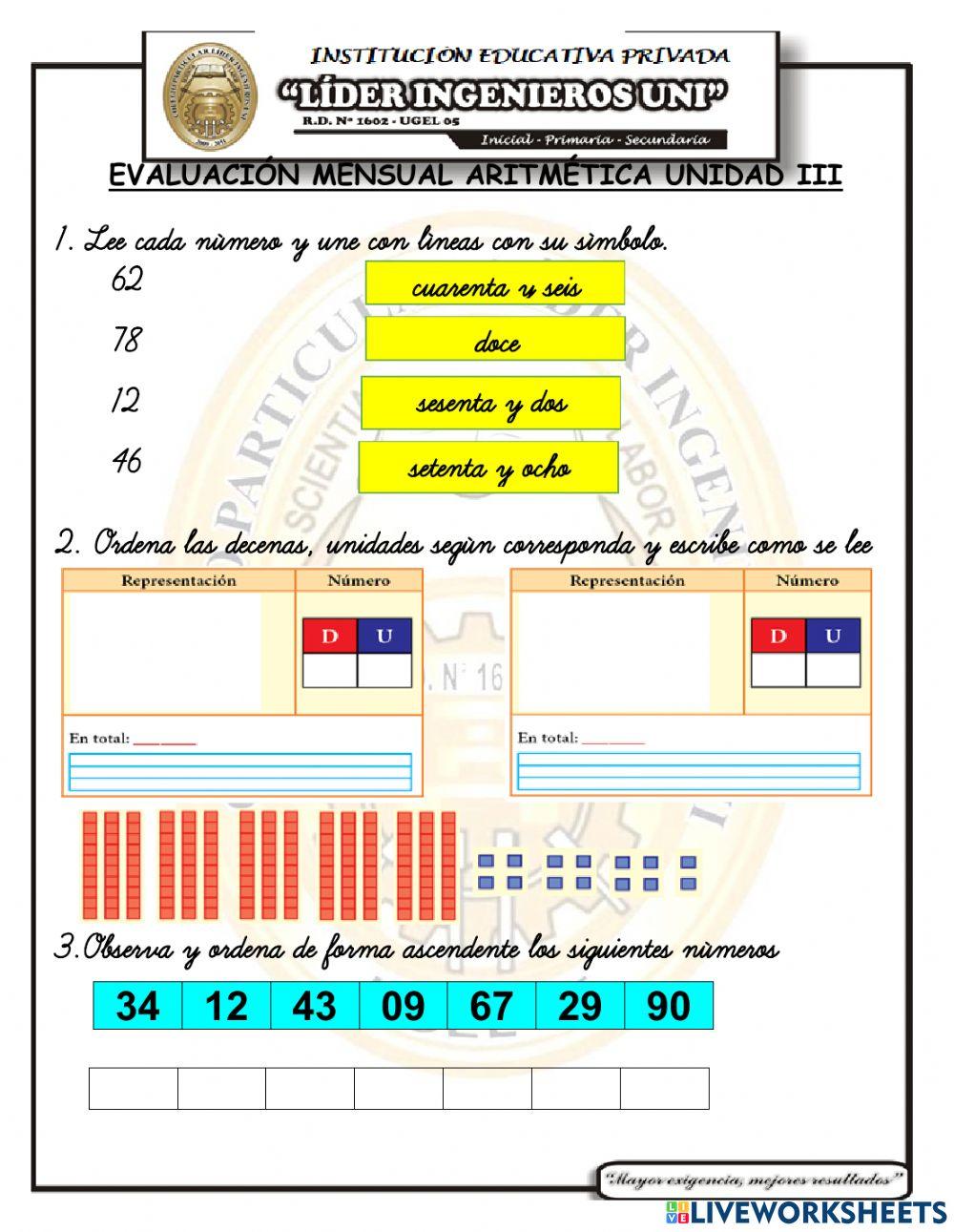 Examen iii unidad aritmetica