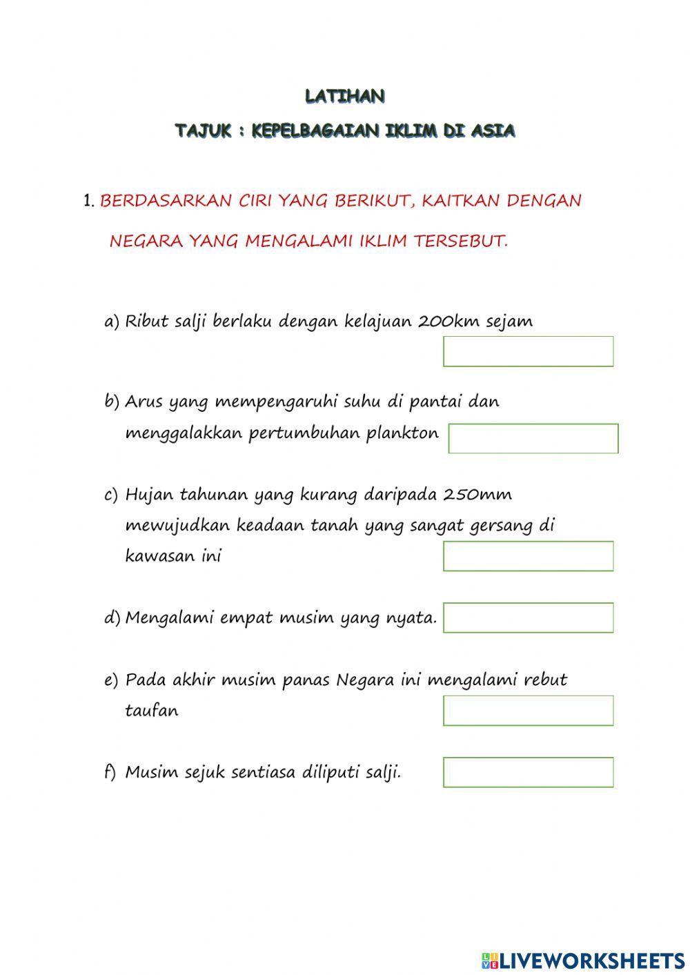 Kepelbagaian iklim dan pengaruhnya terhadap kegiatan manusia di asia