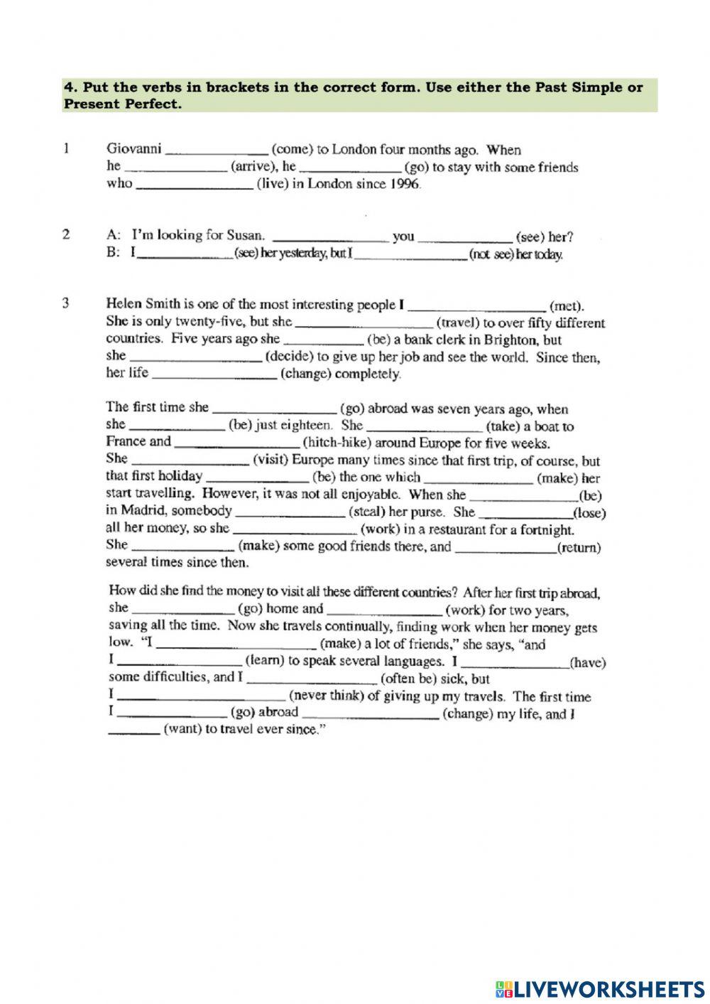 Present Perfect - Past Simple