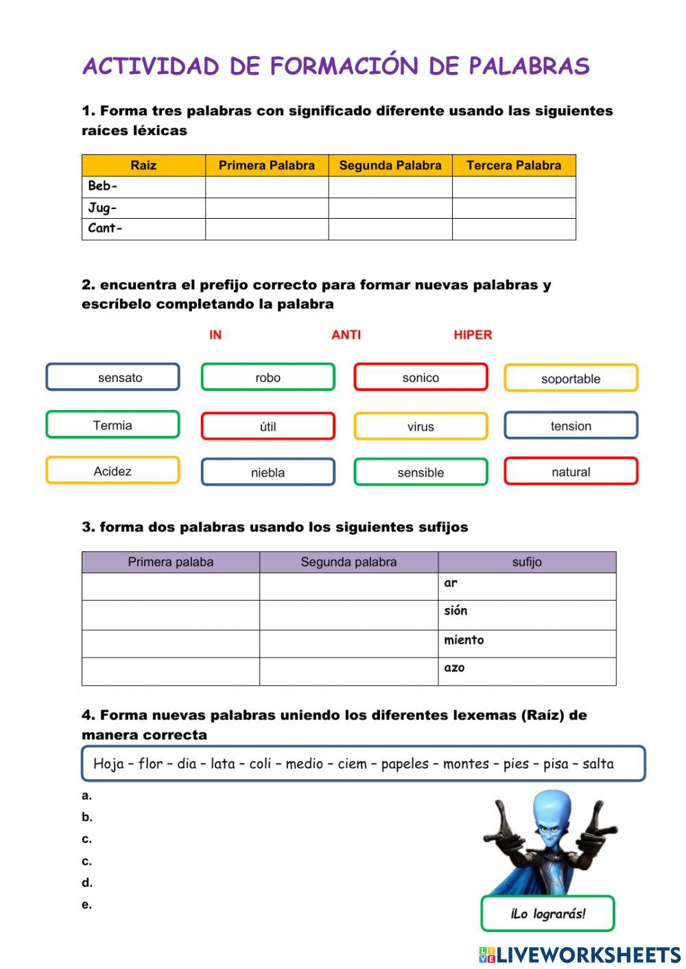 Formacion de palabras