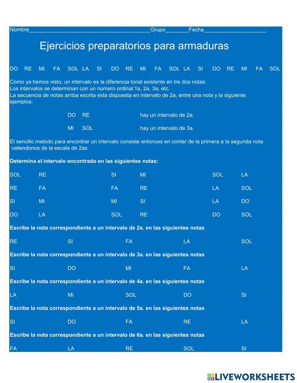 Ejercicios preparatorios para armaduras