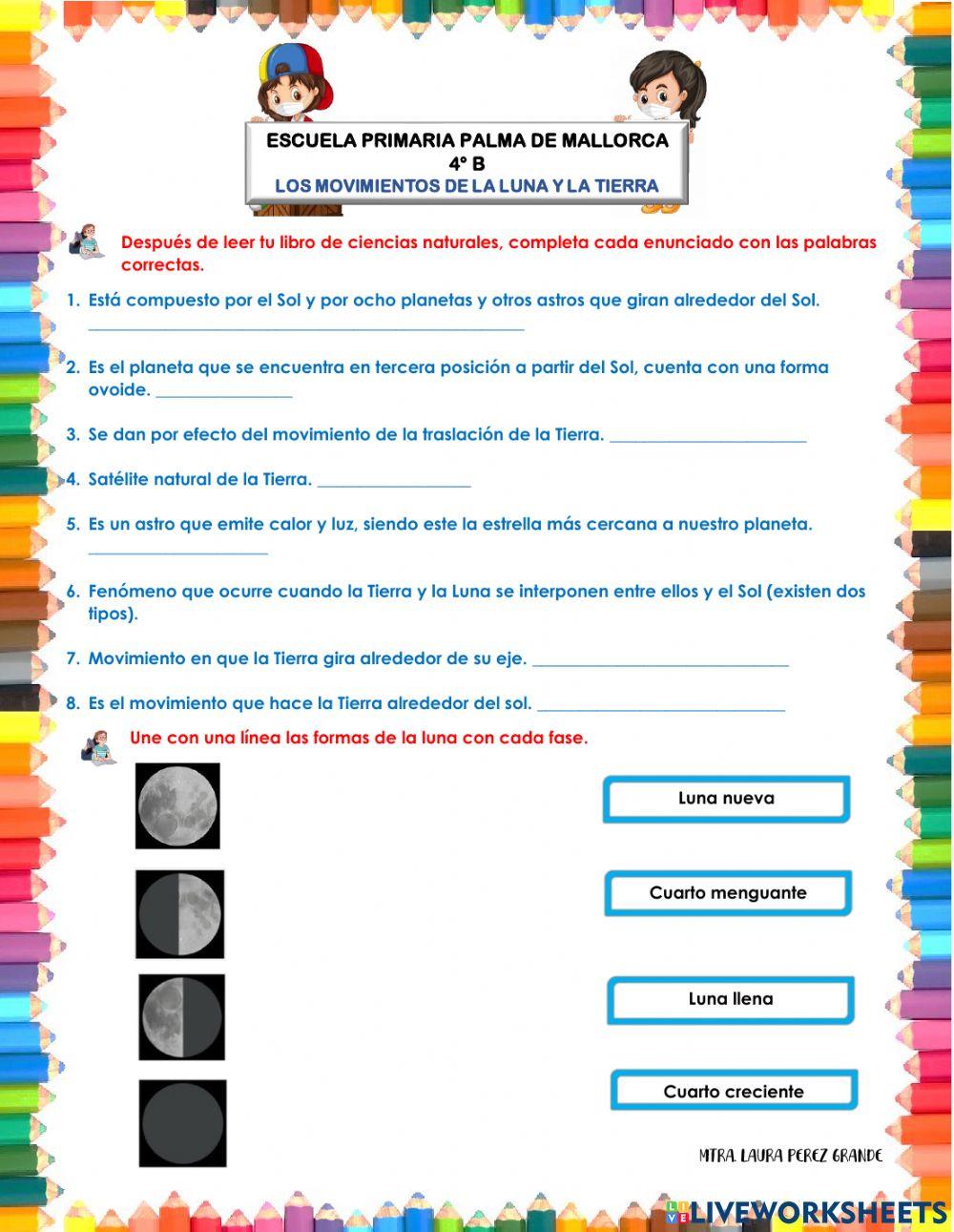 Los movimientos de la luna y la tierra