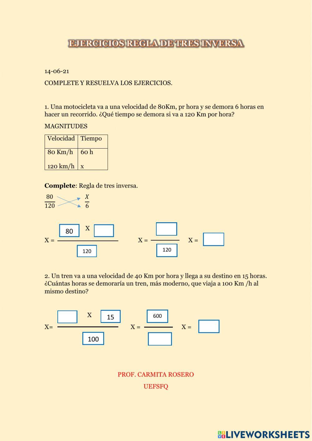 Proporcionalidad inversa