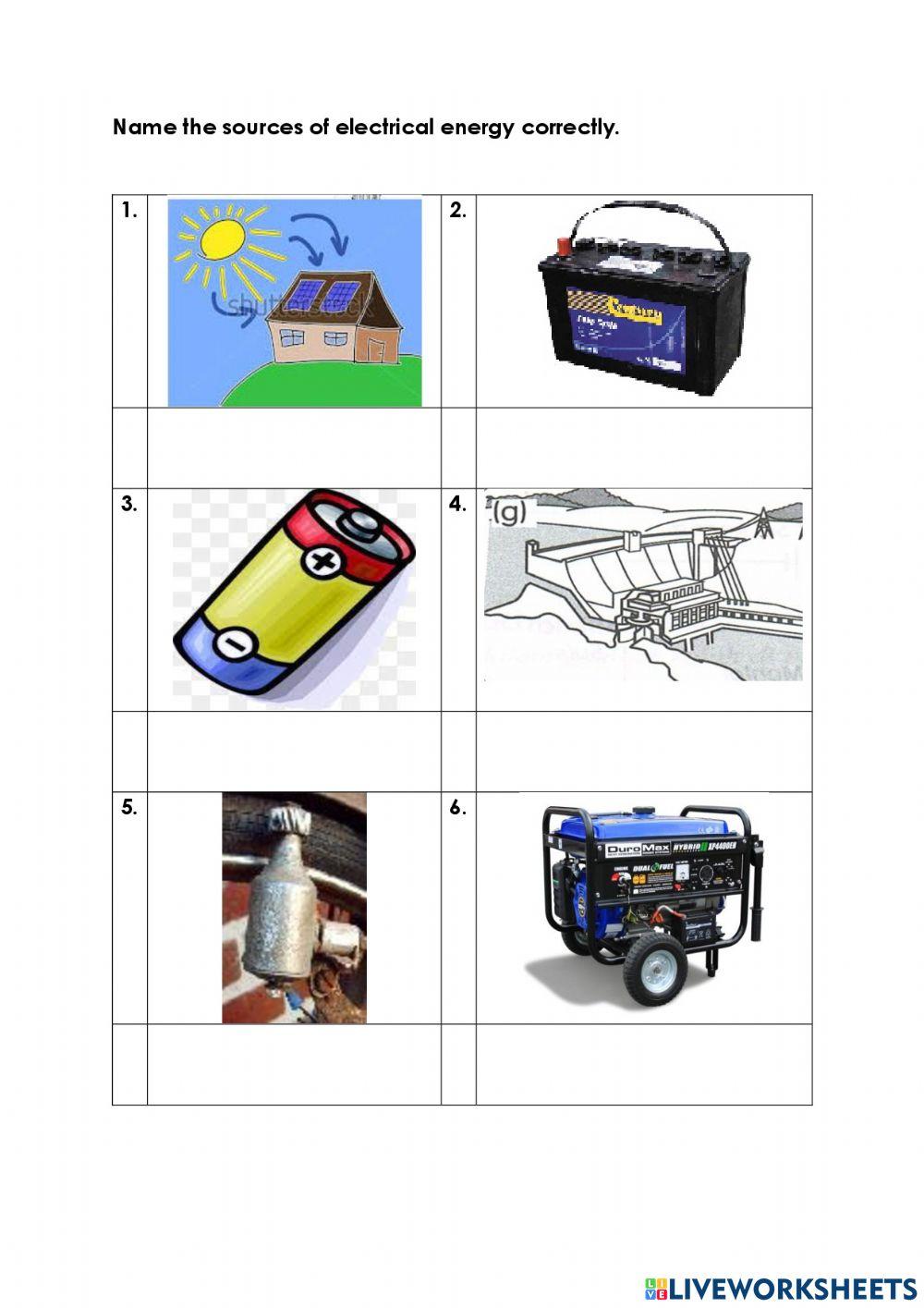 sources of electrical energy