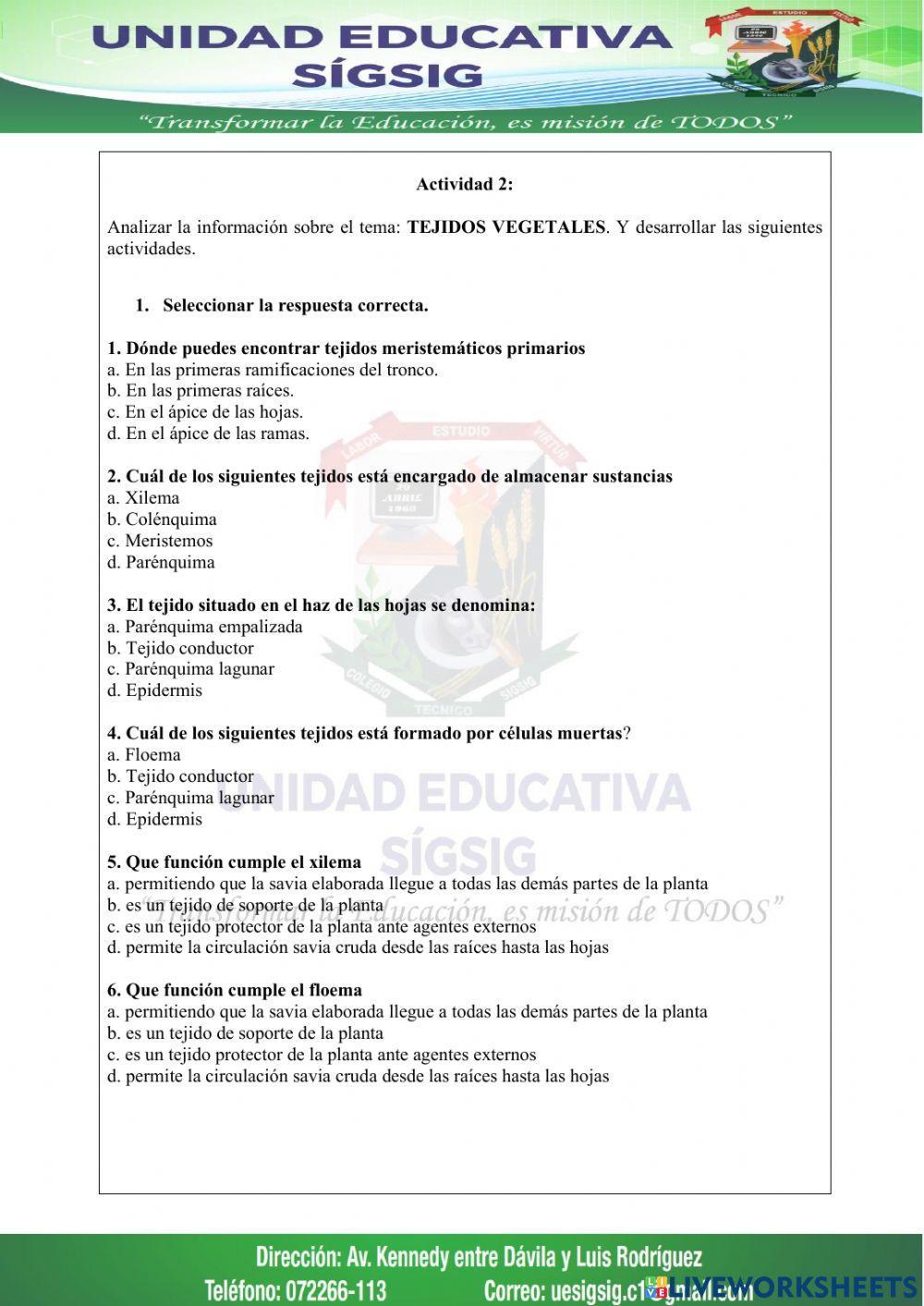 Tejidos animales y vegetales