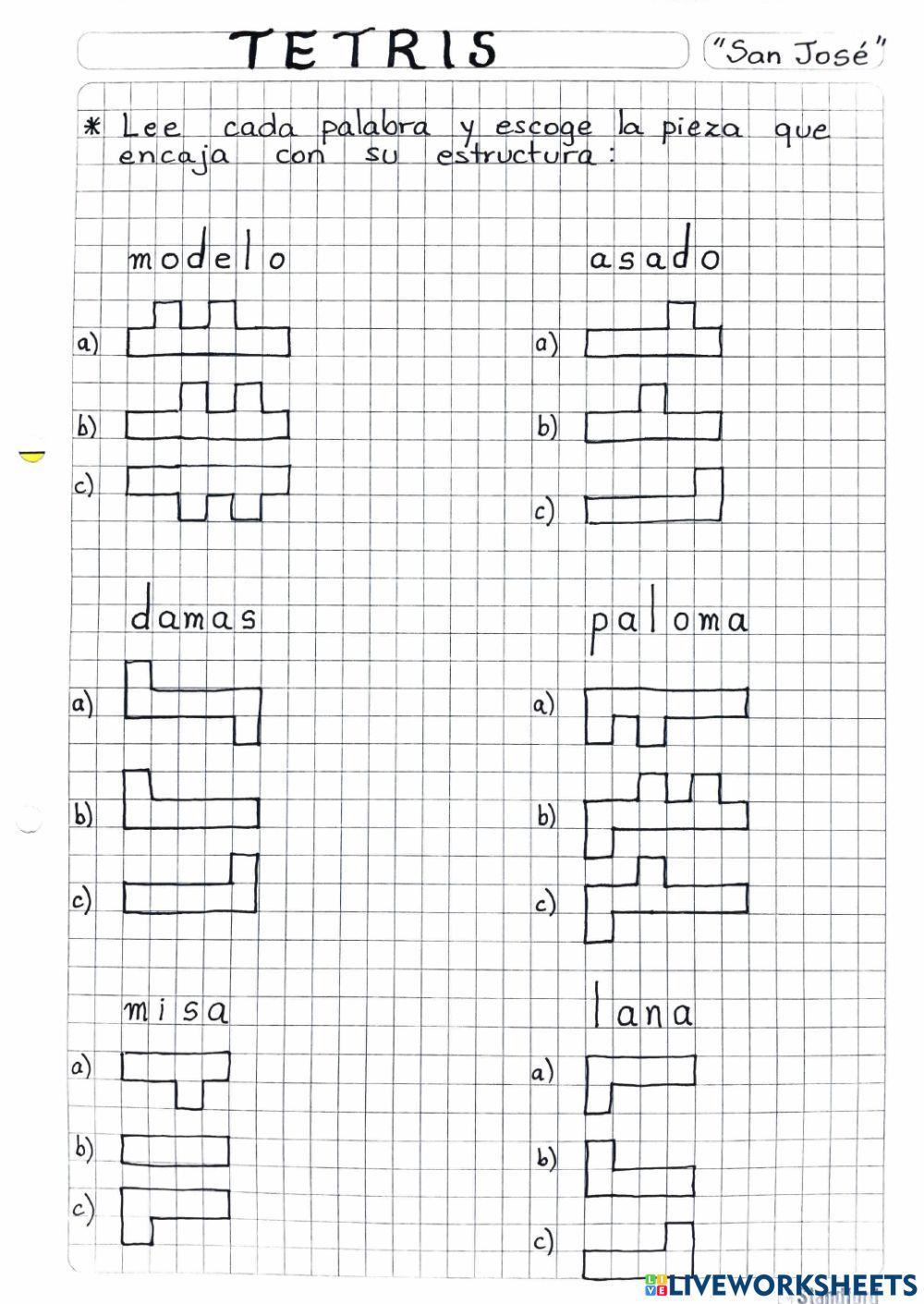 Tetris estructura de la palabra