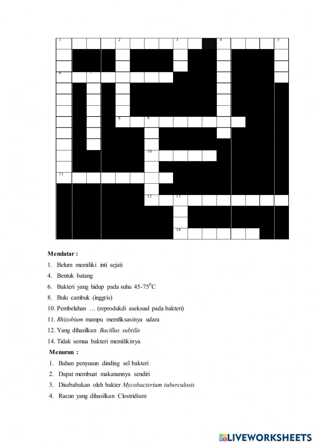 Uji Kompetensi Modul Bakteri Teka Teki Silang