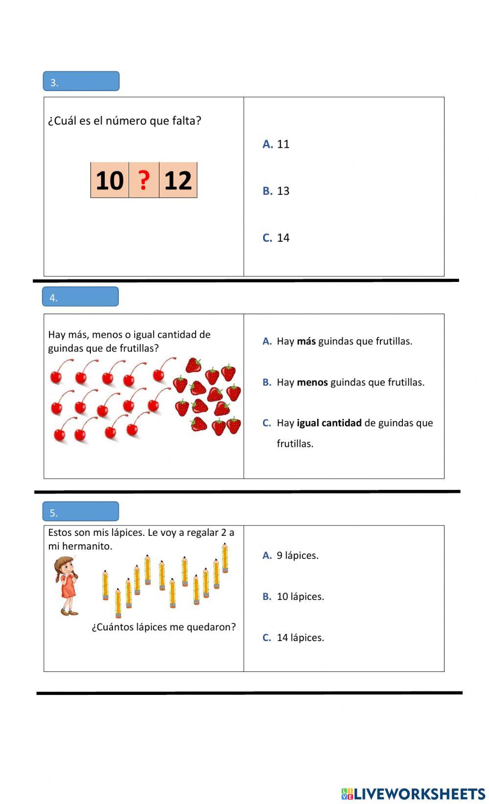Evaluación Intermedia 1ºBásico:Matemática