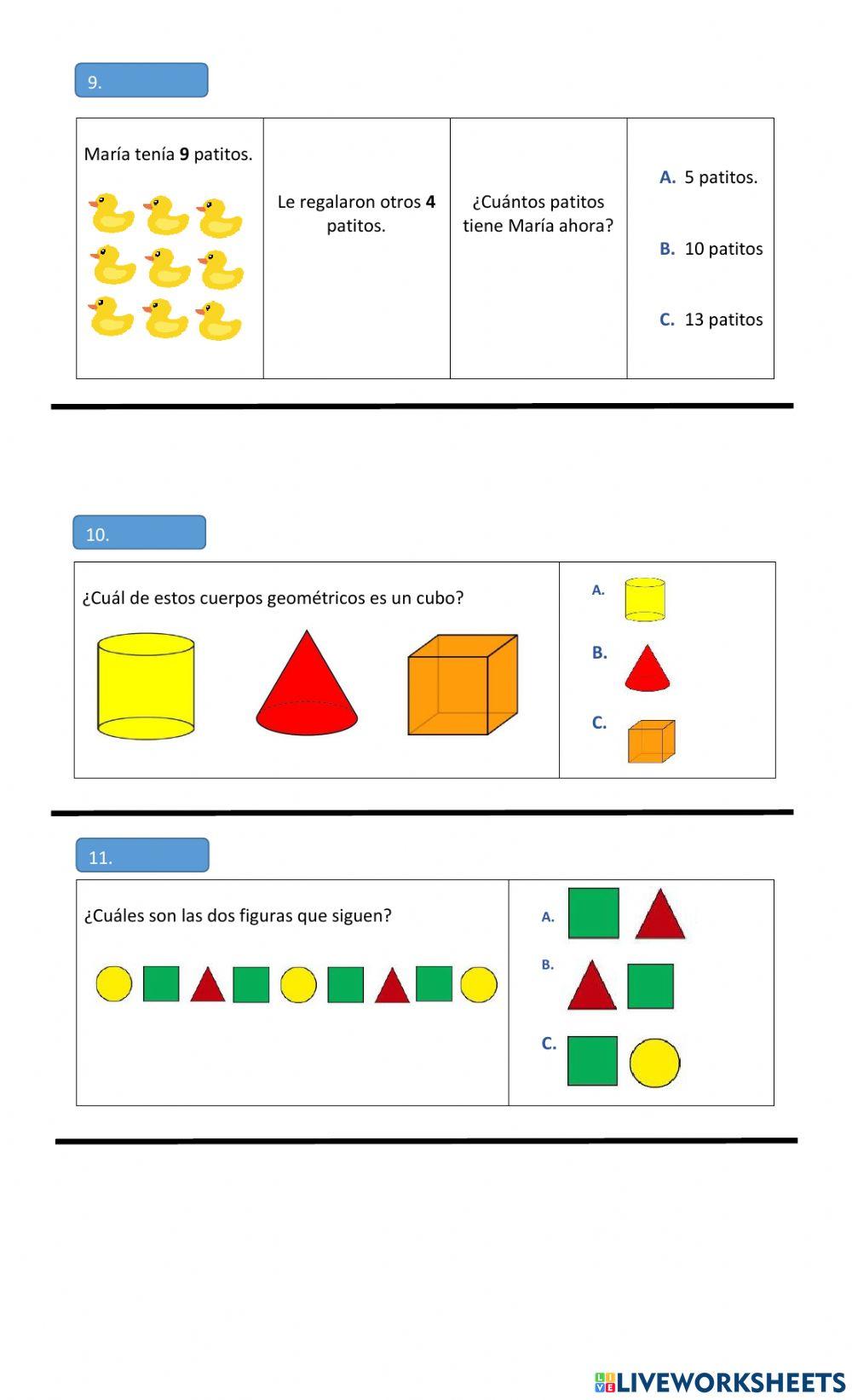 Evaluación Intermedia 1ºBásico:Matemática