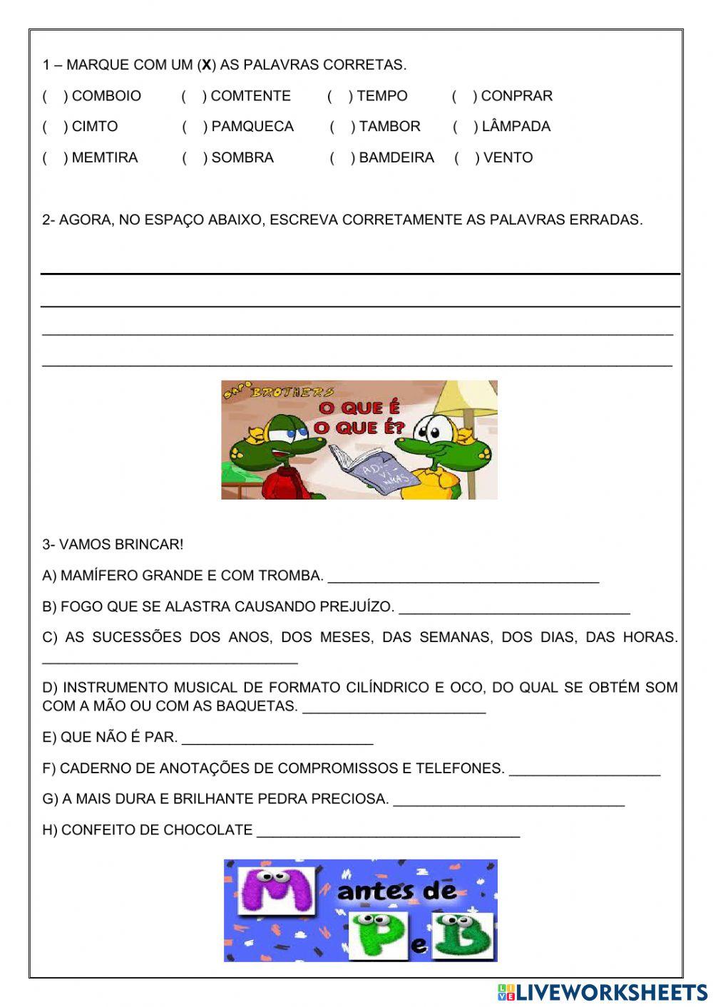 USO DO M ANTES DE P e B