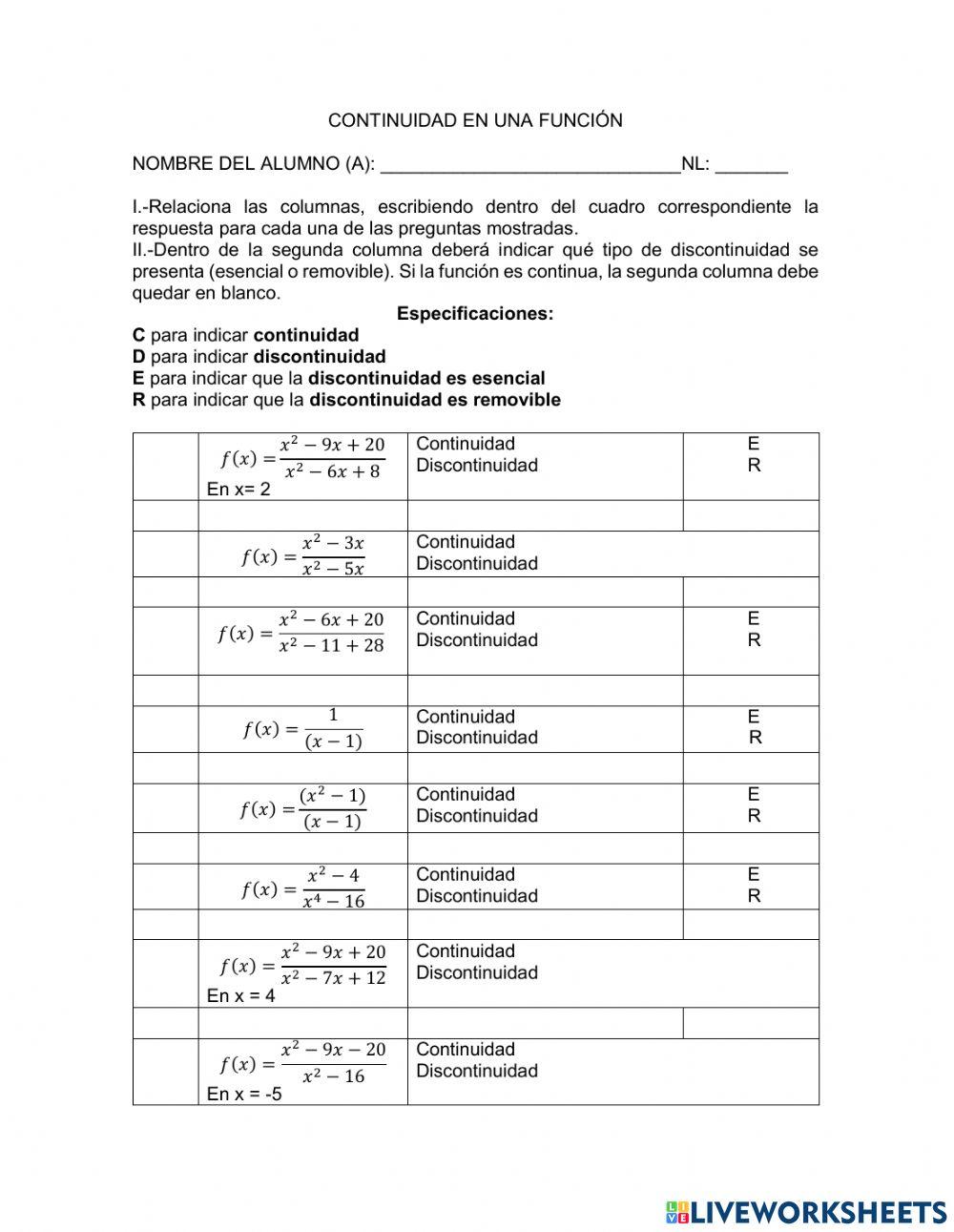 Continuidad en una Función