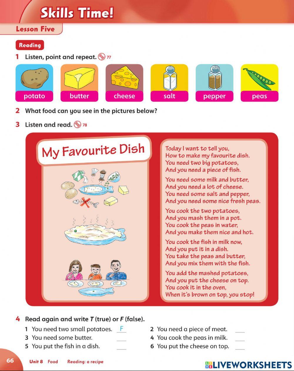 Family and friends 3 unit 8 reading online exercise for live