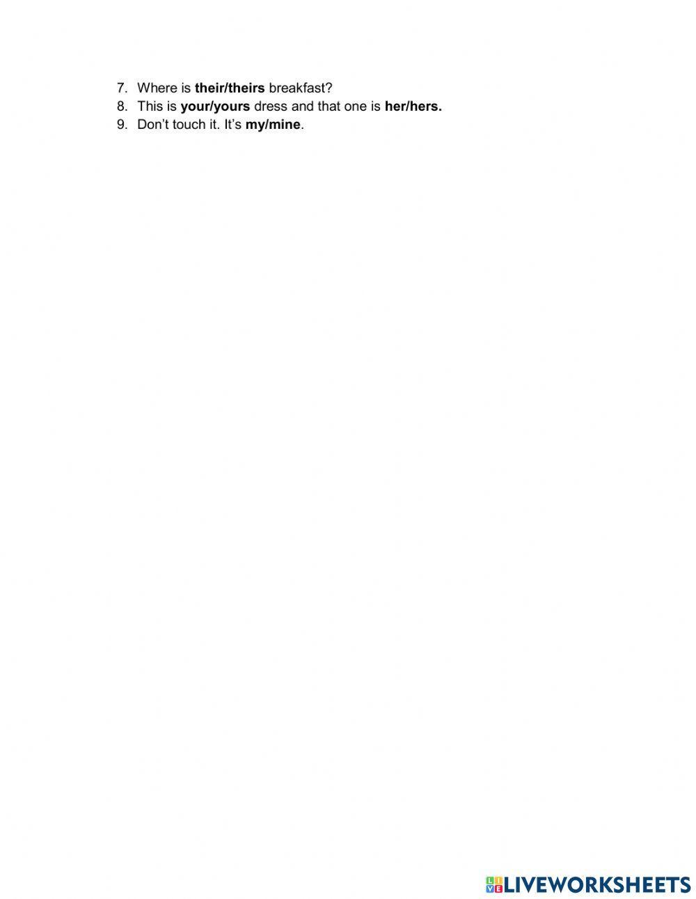 Possesive adjectives and pronouns