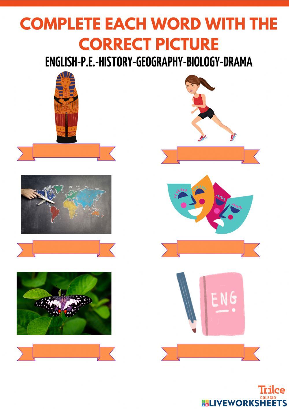 School subjects vocobulary