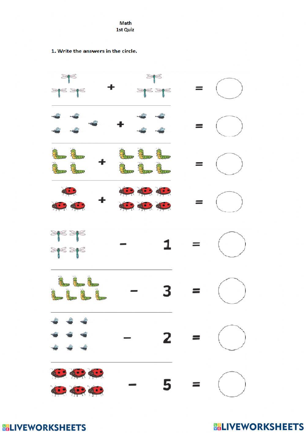 Addition and Subtraction worksheet for elementary | Live Worksheets
