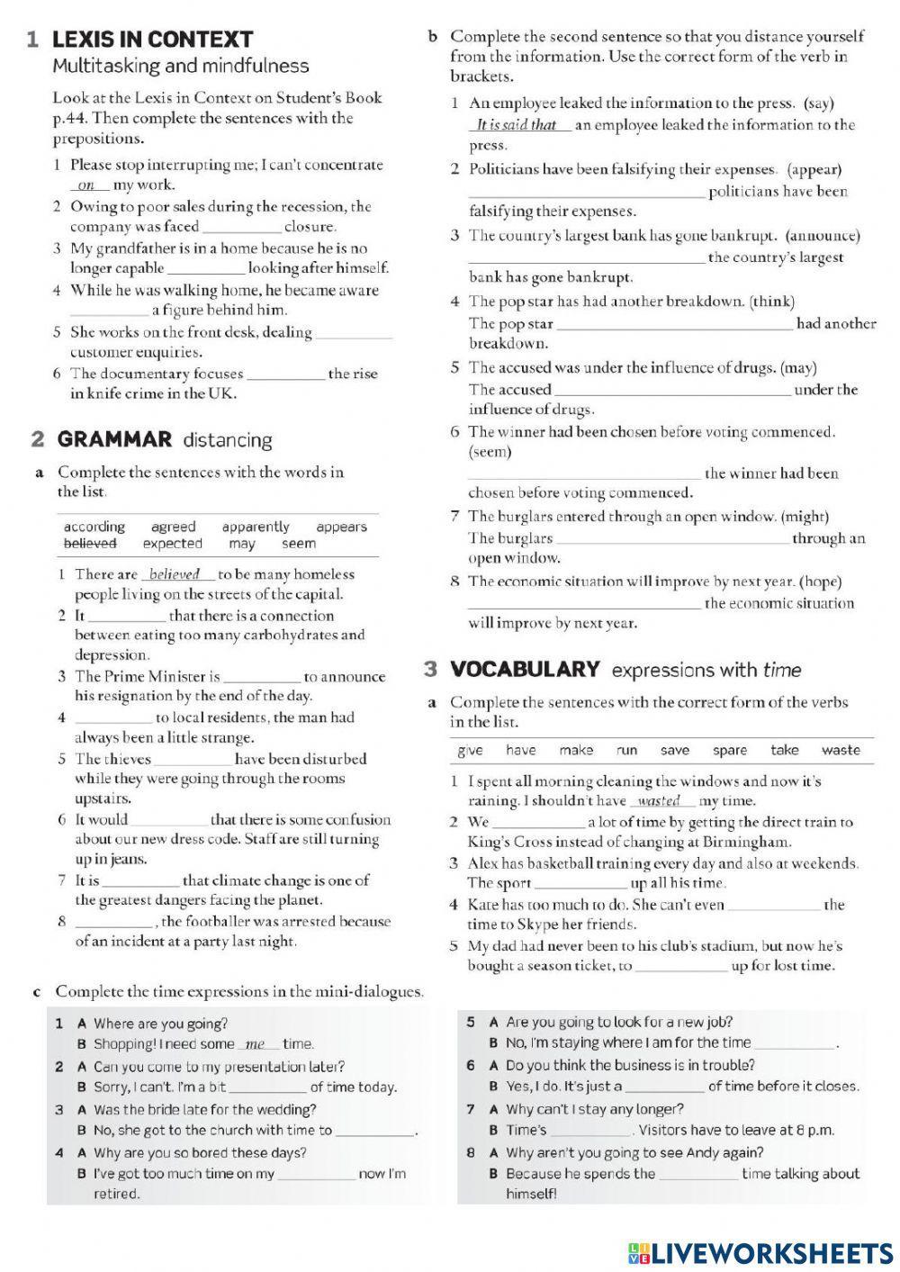 Time expression and distancing