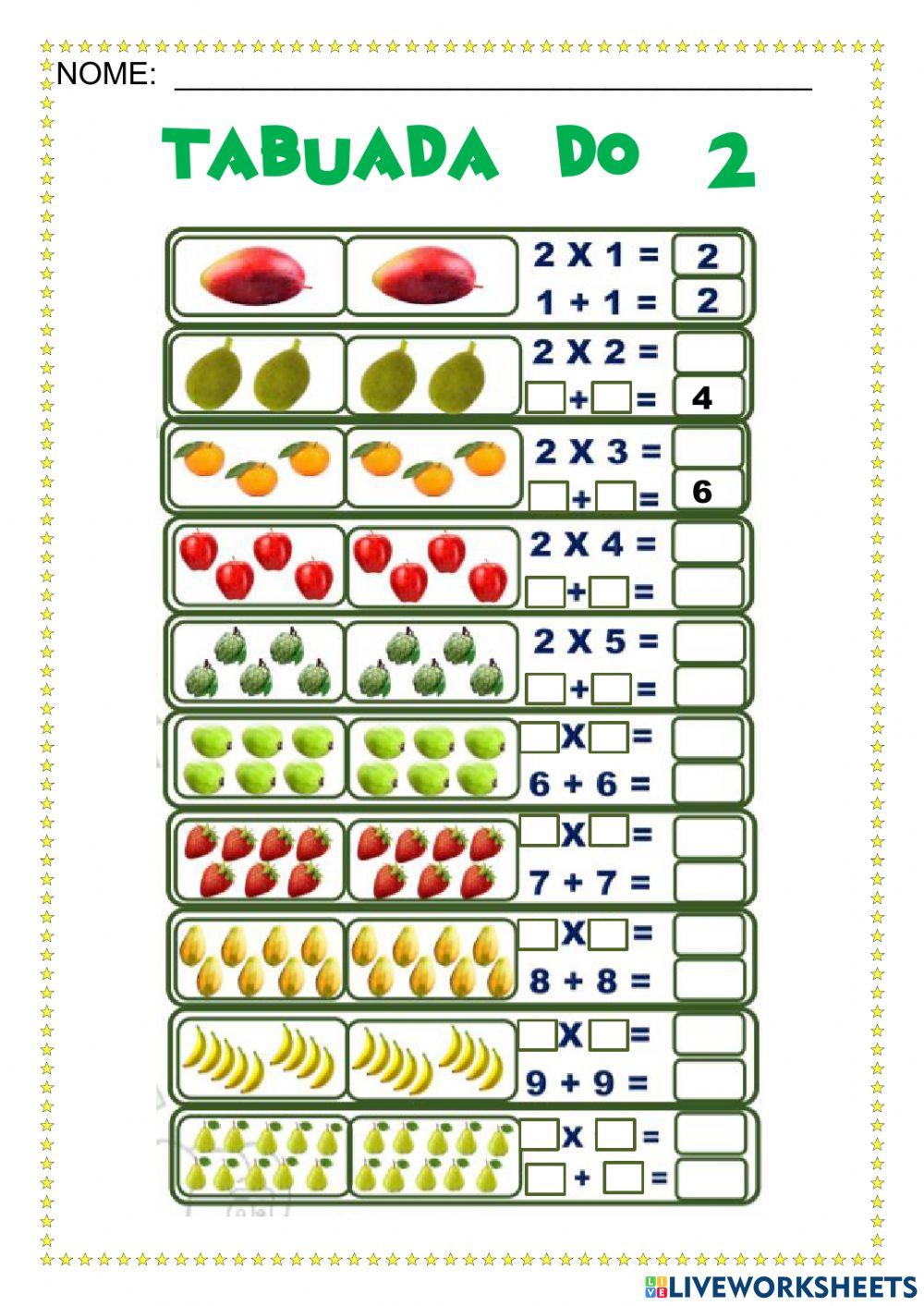 Atividade 2 da tabuada viajante (4º ano) worksheet