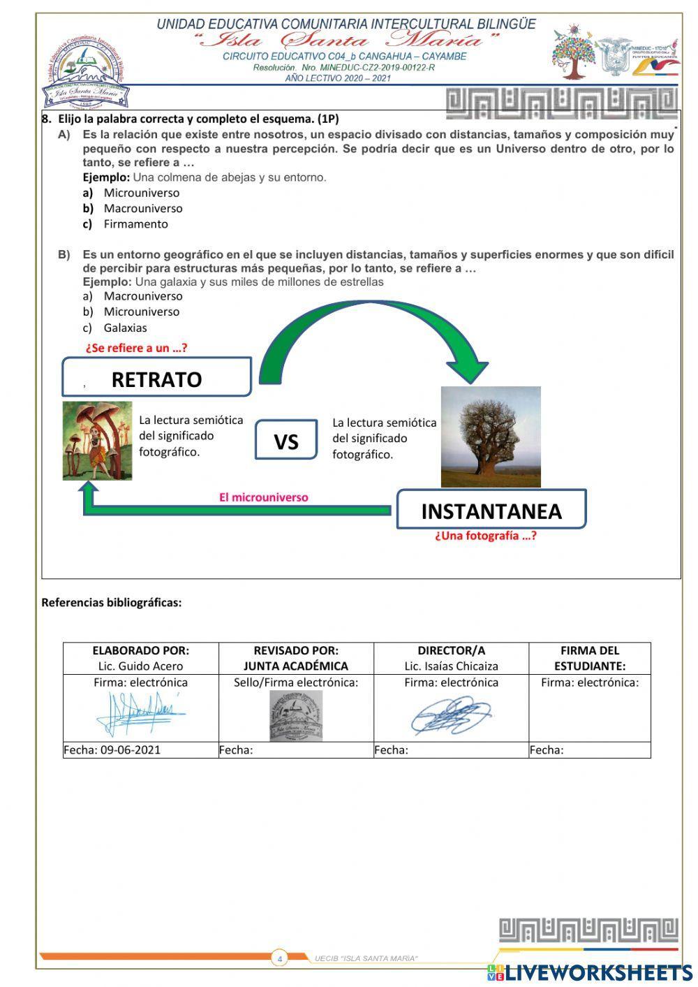Examen Educación Artística Segundo BGU