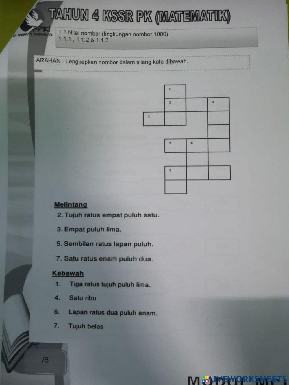 Nilai nombor linkungan 1000