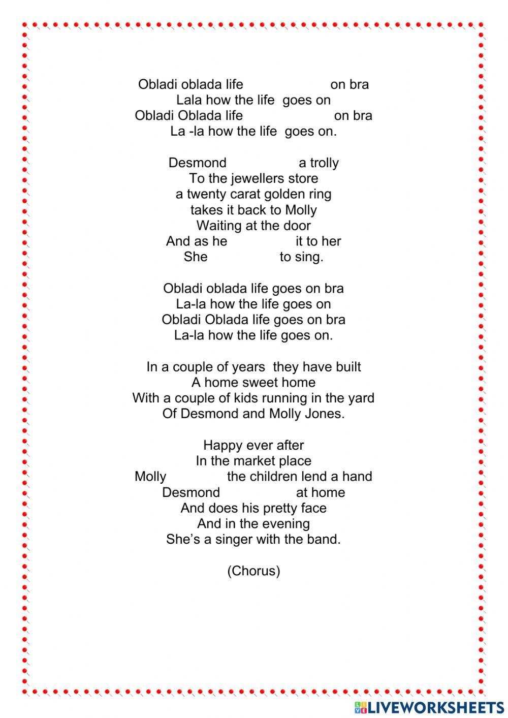 Ob -la-di , ob-la-da