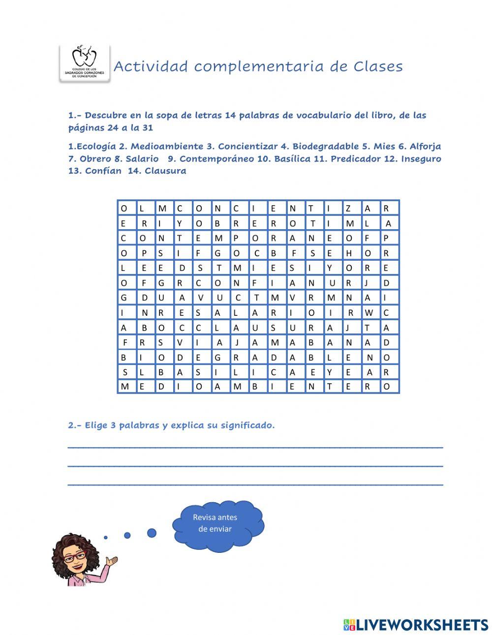 Guía de trabajo  6° sopa de letras pág. 24 al 31