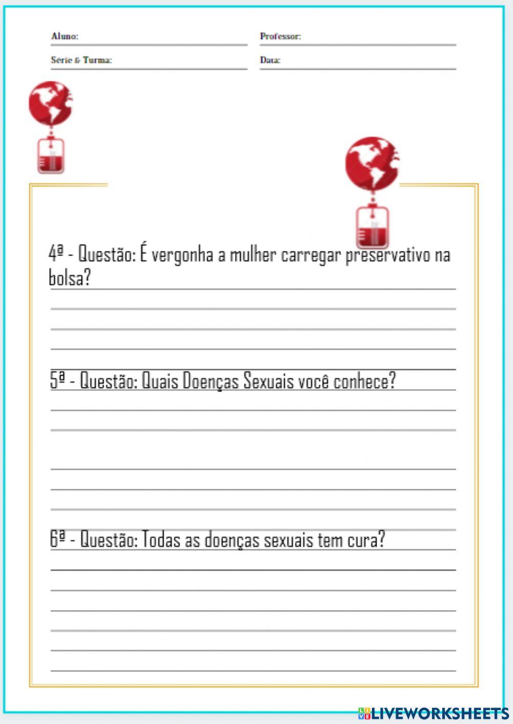 CONTINUAÇÃO - DOENÇAS SEXUAIS - QUESTIONÁRIO